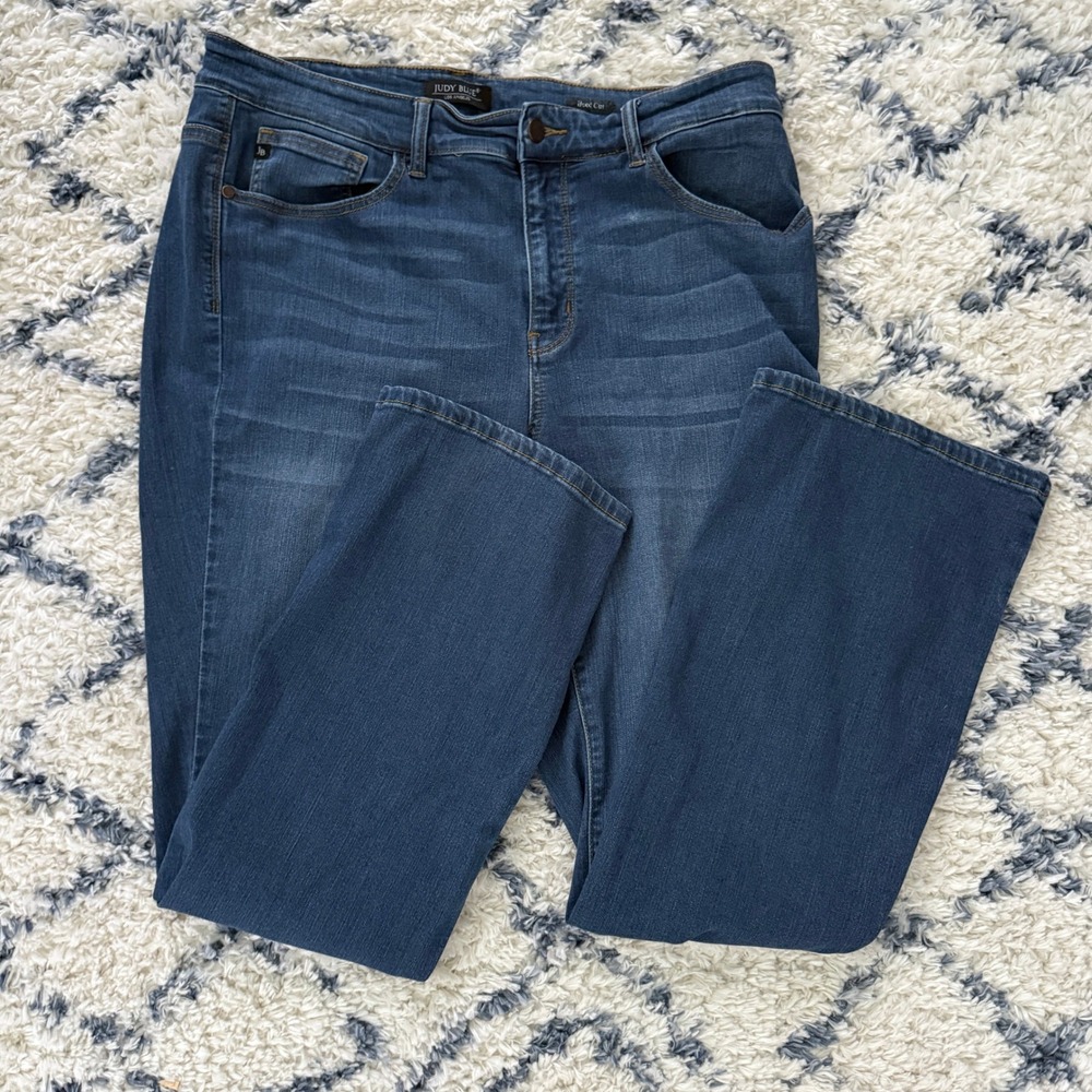 Judy Blue Boot Cut Jeans Women 16W Dark Wash Blue Mid Rise Classic Denim
